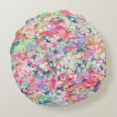 クールトレンディー水彩(ばちゃばちゃ)跳ねる抽象芸術アート ラウンドクッション (裏面)