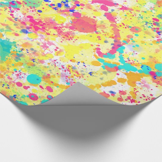 クールトレンディー水彩(ばちゃばちゃ)跳ねる抽象芸術アート ラッピングペーパー (角)