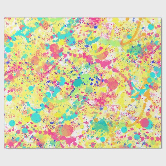 クールトレンディー水彩(ばちゃばちゃ)跳ねる抽象芸術アート ラッピングペーパー (フラット)