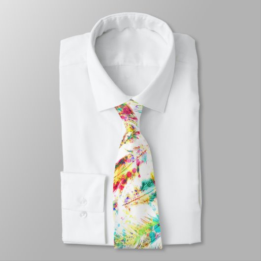 クールトレンディー水色ネオン(ばちゃばちゃ)跳ねる羽 ネクタイ (タイ)