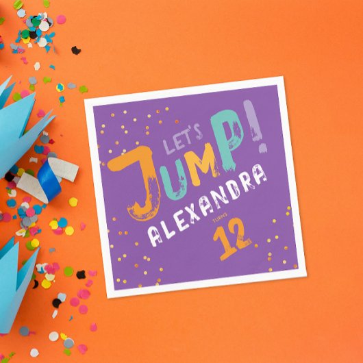 クールトレンディー紫カラフルジャンプパーティー型 スタンダードカクテルナプキン