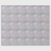 クールトレンディー紫ハート花包紙 ラッピングペーパー (フラット)