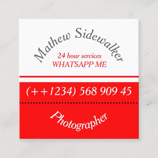 クールトレンディー赤と白立方 スクエア名刺 (正面)