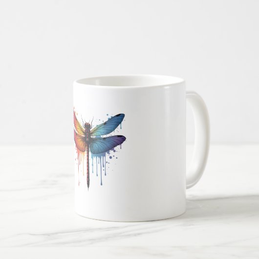 クールトンフライをカラフル絵を描ドラゴンフライ コーヒーマグカップ (正面右)