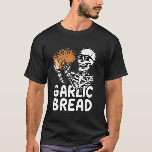 クールニンニクのパンのスケルトンおもしろいティー Tシャツ (正面)