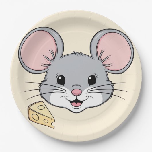 クールネズミマウス動物ペット漫画誕生日 ペーパープレート (正面)