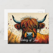 クールハイランド牛顔の近考えくにあなた ポストカード (正面/裏面)