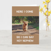 *クールハッピーバースデーランニング甥が**言う犬 カード (黄色い花)