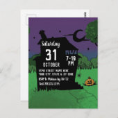 クールハロウィン幽霊のよく出るハウスパンプキンコスチュームパーティー ポストカード (正面/裏面)