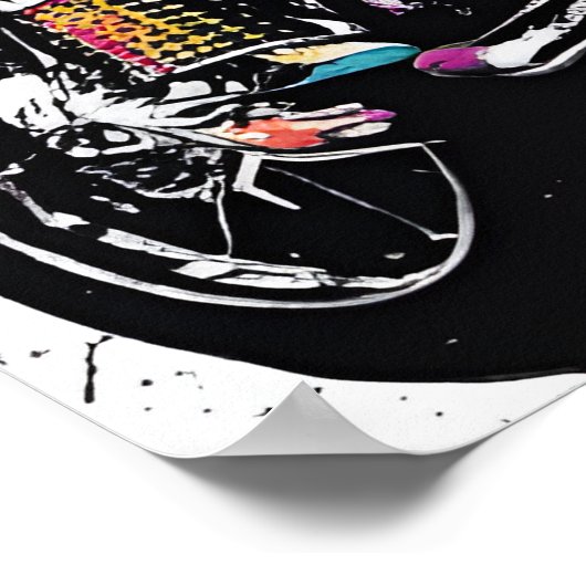 クールバイクもしくは自転車に乗る人の衣装を着たゴシックライオン ポスター (角)