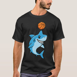 クールバスケットボールシャークマスコット Tシャツ