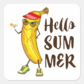 クールバナナハローサマーおもしろいトロピカルフルーツ スクエアシール (正面)