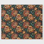 クールバラ花自然包み紙 ラッピングペーパー (フラット)