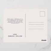 クールバラ金ゴールドダークグレイ結婚フォトありがとう 箔招待状ポストカード (裏面)