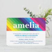 クールバルミツワーはっきりしたカラフルレインボーストライプン 招待状 (スタンド正面)