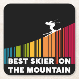 クールバーコード最高のデザインスキーヤー スクエアペーパーコースター