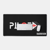 クールパイロットタイポグラフィおよびジェット機飛んでいる器、シンプル デスクマット (キーボード&マウス)