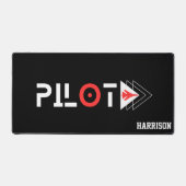 クールパイロットタイポグラフィおよびジェット機飛んでいる器、シンプル デスクマット (正面)