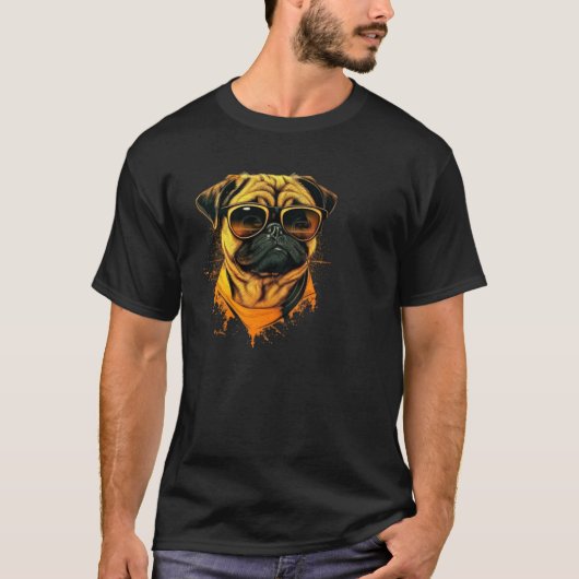 クールパグ顔 Tシャツ (正面)
