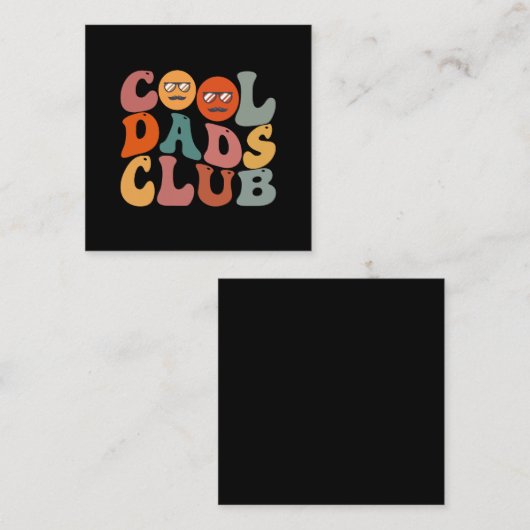 クールパパクラブパパ父の日レトログルーヴィ スクエア名刺 (正面/裏面)