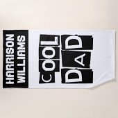 クールパパモダン名前をカスタムする白黒 ビーチタオル (正面)