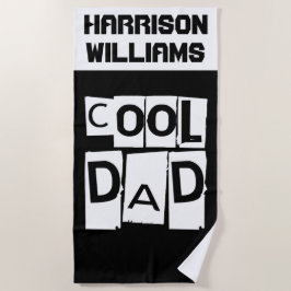 クールパパモダン名前をカスタムする白黒 ビーチタオル