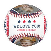 クールパパ4写真コラージュ父ギフト 野球ボール (裏面)