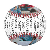 クールパパ、PAPA、父、パパ – 2 Photo Keepsake 野球ボール (正面)