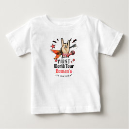 クールパンクロックスターファーストバースデー ベビーTシャツ