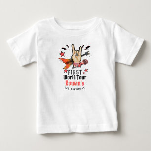 クールパンクロックスターファーストバースデー ベビーTシャツ
