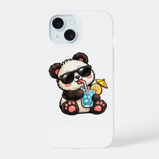 クールパンダドリンク iPhone 15ケース (裏面)