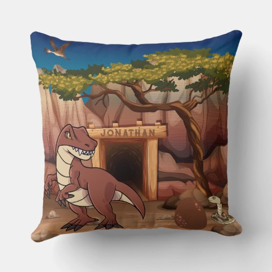 クールパーソナライズされた恐竜ジュラ紀の動物茶色 クッション (裏面)