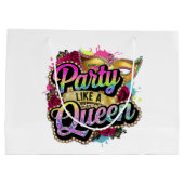 クールパーティークイーンワードアート誕生日レディ ラージペーパーバッグ (裏面)