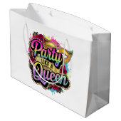 クールパーティークイーンワードアート誕生日レディ ラージペーパーバッグ (裏面アングル)