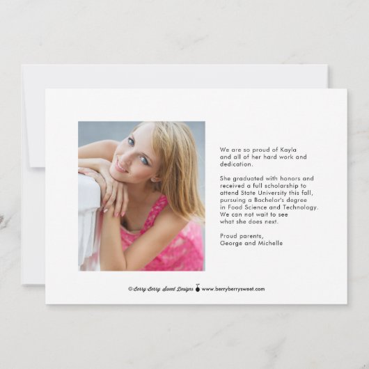 クールパーティー編集可能カラー卒業招待状 案内状 (裏面)