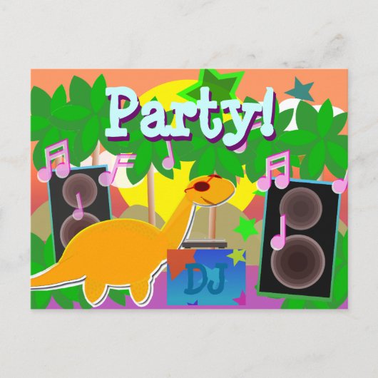 クールパーティーDJ恐竜はがき ポストカード (正面)