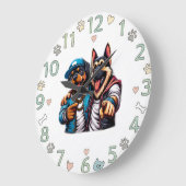 クールヒップホップドッグウォールクロックファンキー – ペットアートホーム ラージ壁時計 (傾斜)