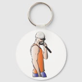 クールヒップホップハゲ男のマイク付き歌手 キーホルダー (正面)