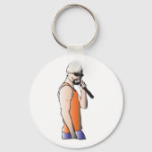 クールヒップホップハゲ男のマイク付き歌手 キーホルダー (裏面)