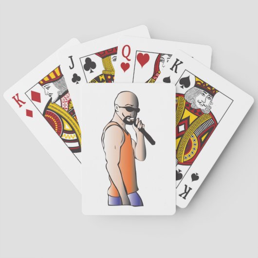 クールヒップホップハゲ男のマイク付き歌手 トランプ (裏面)