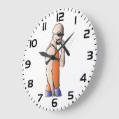 クールヒップホップハゲ男のマイク付き歌手 ラージ壁時計 (傾斜)