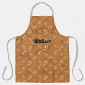 クールピザのスライスヴィンテージ茶色のパターンあなたの名前 エプロン (正面)