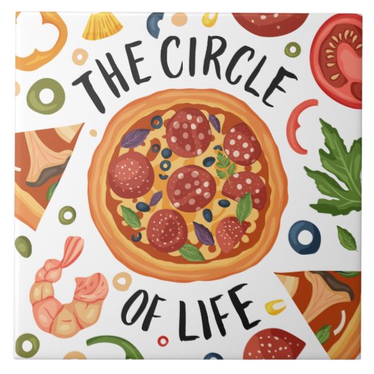 クールピザ愛好家のグラフィックとワードアートセラミックti タイル (正面)