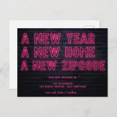 クールピンクのネオンのサイン新しいホーム発表 案内ポストカード (正面/裏面)