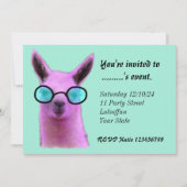 クールピンクのラマカスタム招待状 招待状 (正面)