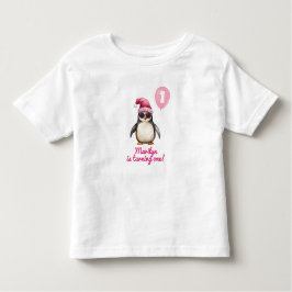クールピンクの冬のペンギン トドラーTシャツ
