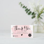 クールピンクウォカラーのブラシスクリプトの感謝してい順序 名刺 (スタンド正面)