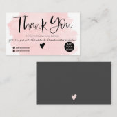 クールピンクウォカラーのブラシスクリプトの感謝してい順序 名刺 (正面/裏面)