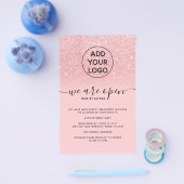 クールピンクグリッター価格ロゴ オープン フライヤー チラシ (シングル)