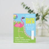 クールピンクフラインゴーサマー プール誕生日パーティー ポストカード (スタンド正面)